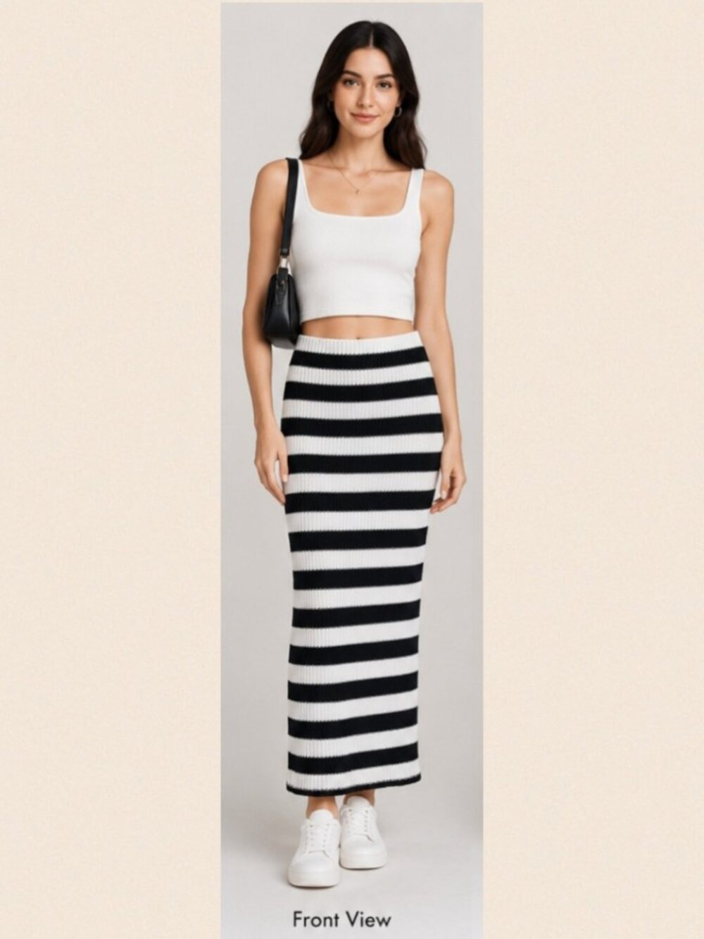 New Zara Woman Striped Black White Skirt Size M Y2K Academia Scandi Coastal